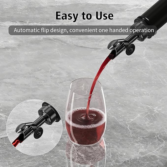 Auto Flip Liquor Pour Spouts 12-Pack, Leak-Proof 304 Stainless Steel Wine Pourer & Olive Oil Dispenser with Food-Grade Silicone for Kitchen, Bar, Restaurant (Black)