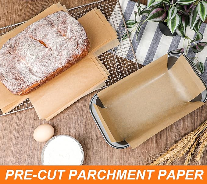 Webake Unbleached Parchment Paper Loaf Pan Liners for Baking Bread 9x5, 1lb 1.5lb 2lb, Original Precut, Non Toxic 100 Pcs Baking Paper