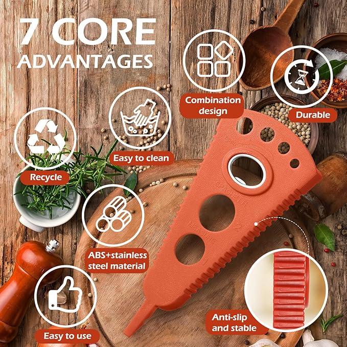 Jar Opener for Weak Hands & Seniors, Multi-Functional Bottle Opener Tool for Lids, Tabs, Caps, Pull Rings, 5-in-1 Can Opener Dark Red