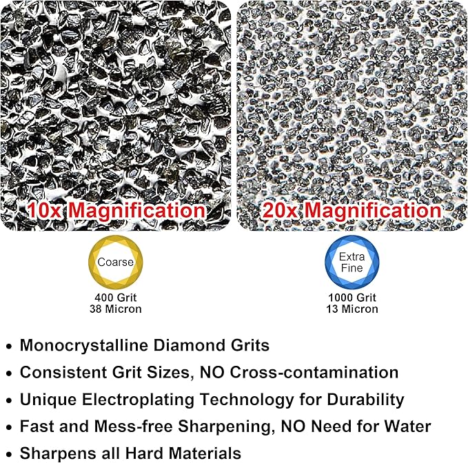 Diamond Knife Sharpener Tool, 400/1000 Grits Double Sided Diamond Sharpening Stone Tool, Manual Knife Sharpener Tool, Portable Folding Sharpening Stone for Kitchen and Outdoors - Black