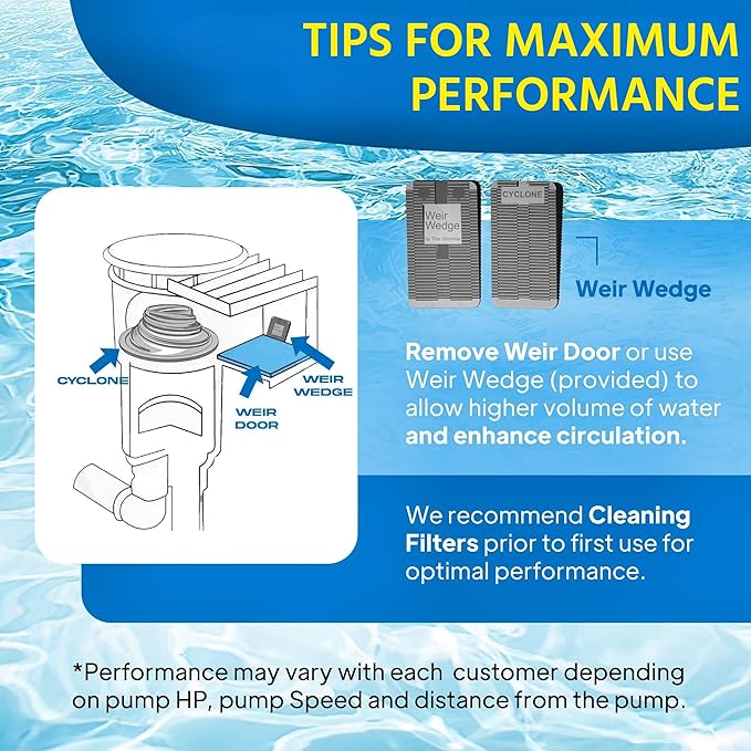 The Skimmie Cyclone (Skimmer Basket NOT Included) - Turbocharges Pool Skimmer Water Flow - Improves Pool Surface Cleaning & Debris Removal - 7" Funnel Design Works with Any Pool Water Level