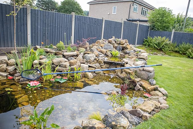 PondH2o Heavy Duty Pond Net for Skimming Water Garden Koi Fish Pond with Telescopic Pole That Extends to 9' 8'', Remove Debris or Catch Fish for Backyard Pond or Pools