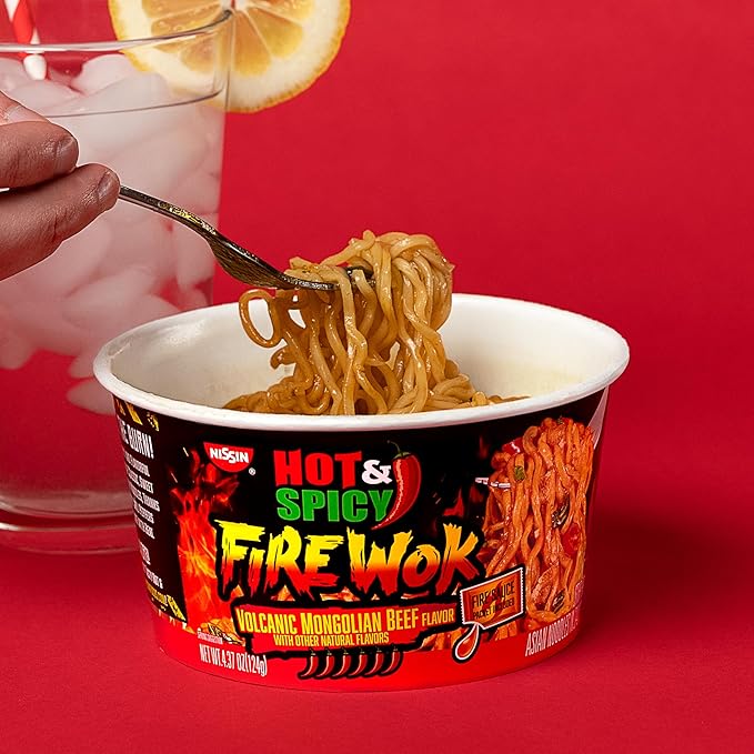 Nissin Hot & Spicy Fire Wok, Volcanic Mongolian Beef, 4.37 Ounce (Pack of 6)