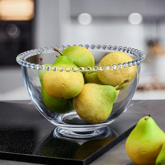 Fitz and Floyd Beaded Glass Fruit Serve Salad Bowl, 8.25 Inch