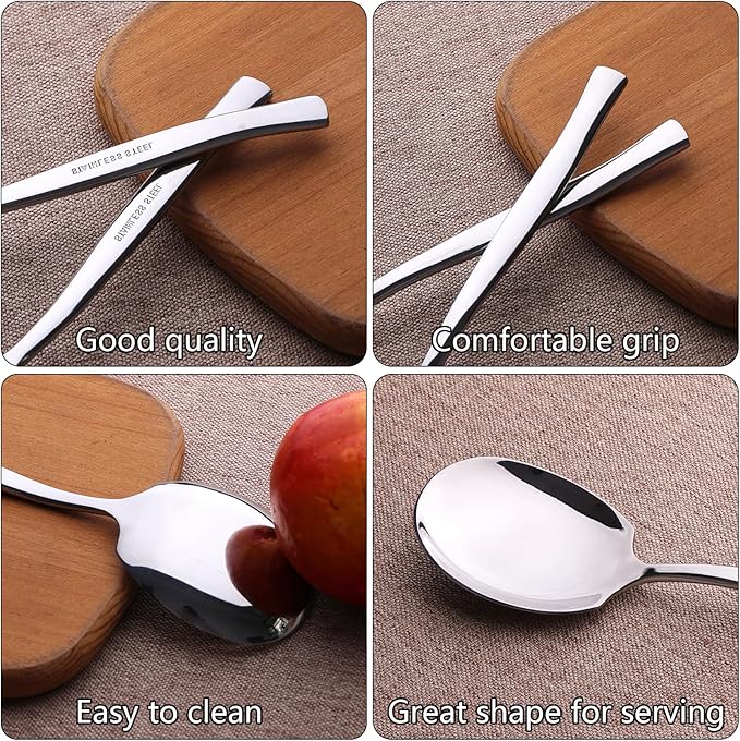 8 Pieces Stainless Steel Serving Spoons, Large Buffet Serving Spoon