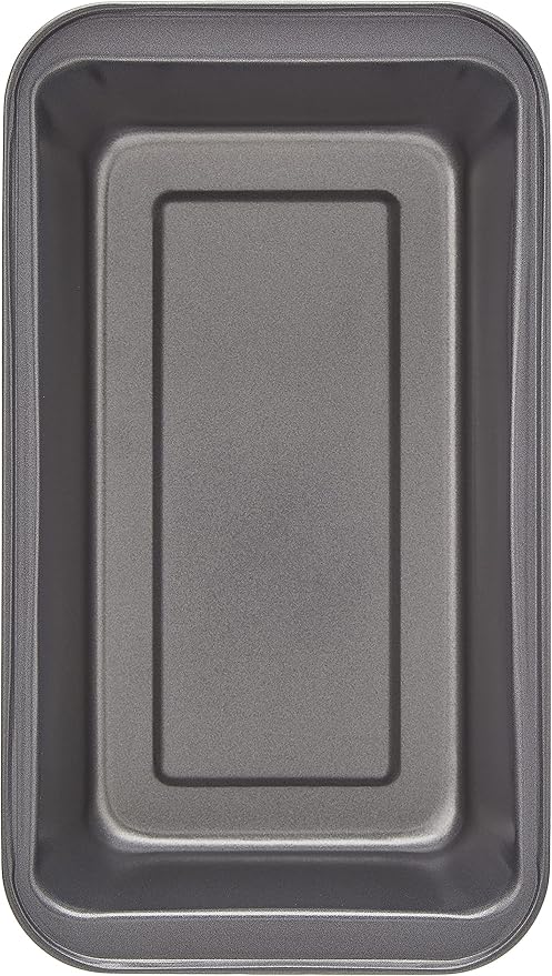 Amazon Basics Rectangular Nonstick Bread Loaf Pan for Baking Meatloaf with Even Heat Distribution,9.5 x 5 Inch,Gray,Set of 2,(Pack of 6)