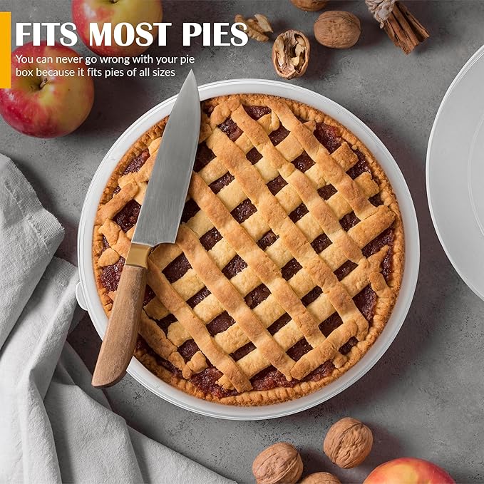 2 Pack Pie Carrier with Airtight Lid - BPA Free Pie Storage Container with Cover - Transport Keeper for Most Bakery - Plastic Pie Dish Holder