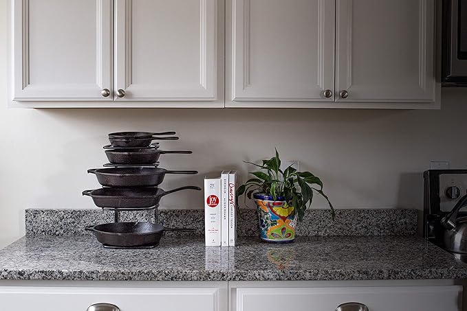 Lodge 5-Tier, Kitchen and Pantry Cast Iron Cookware Storage Organizer, Steel Construction, Matte Black