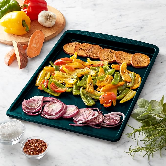 Chicago Metallic Everyday Nonstick Large Cookie Slider, Emerald Green. Durable Carbon Steel for Perfect Baking