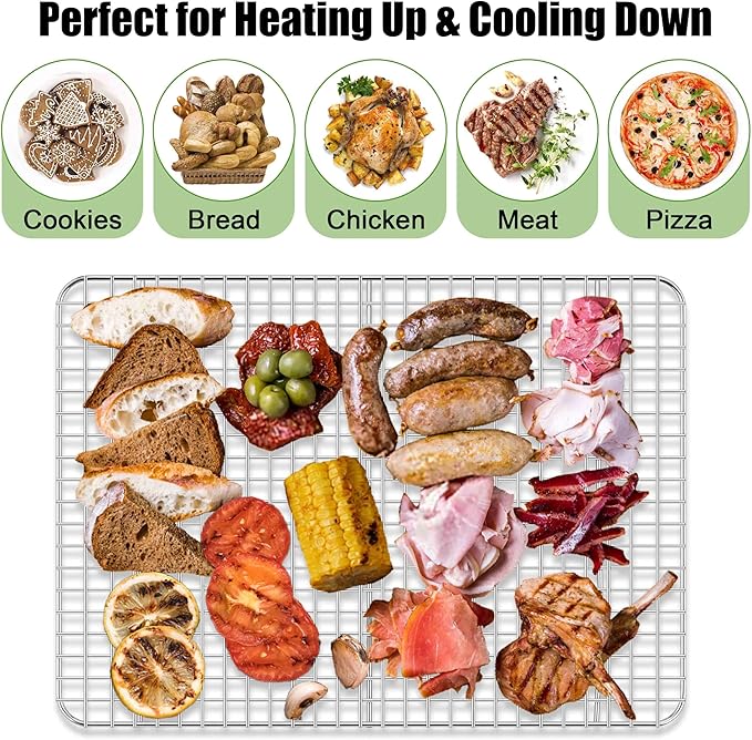 Homikit 2 Pack Cooling Racks, 15.3 x 11.3 Inch Stainless Steel Large Baking Rack Set for Roasting Grilling, Bacon Bread Pizza Cookie Oven Wire Rack Fits 16x12 Sheet Pan, Rust Free & Dishwasher Safe