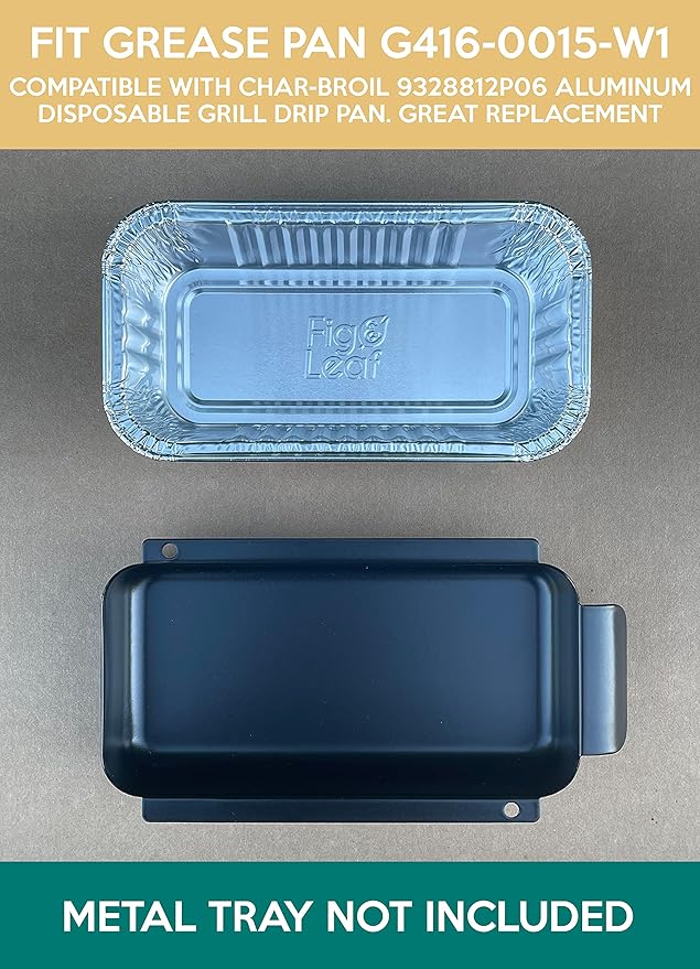 Fig & Leaf (20 Pack) Drip Pans Compatible with Char-Broil Grills 9328812P06 Foil Liner l Fits Grease Tray G416-0015-W1 l Disposable Aluminum Foil