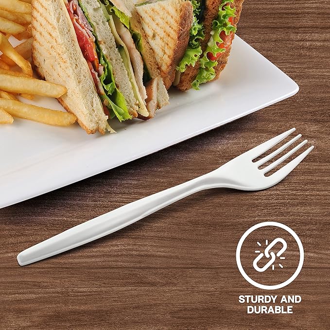 White Plastic Forks Bulk 1000 Count - Medium Weight Bulk Forks Disposable For Home, Parties And Caterings, Premium Disposable Forks.