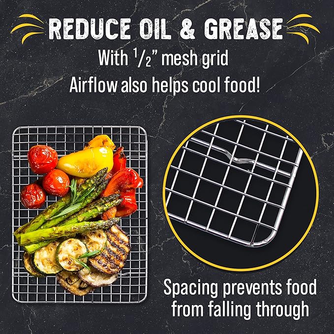 Checkered Chef Cooling Rack for Cooking and Baking, Multi Pack - Set of 3 Stainless Steel, Grid Wire Cookie Cooling Racks, Oven and Dishwasher Safe