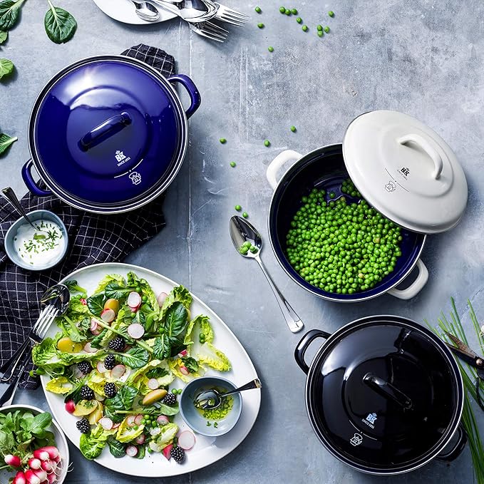 BK Indigo Aluminum Heavy-Gauge Carbon Steel, Induction, 5.5QT Nonstick Glaze Dutch Oven, Dishwasher Safe, Blue