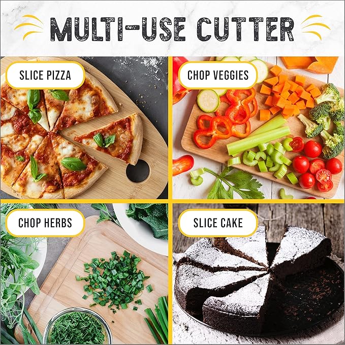 Checkered Chef Pizza Cutter Rocker Blade 14" - Sharp Stainless Steel Rocker Knife with Plastic Blade Sheath, Dishwasher Safe, Outdoor Pizza Oven Accessories