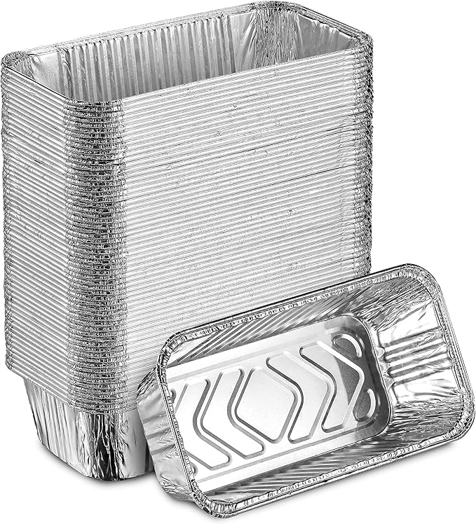 MontoPack Aluminum Disposable Loaf Pans | Deep Standard Size 8.5” x 4.5” Extra Thick Foil Bread Containers for Baking, Food Storage & Takeout | Eco-Friendly & Recyclable | Bulk 50-Pack 2 Pound Trays